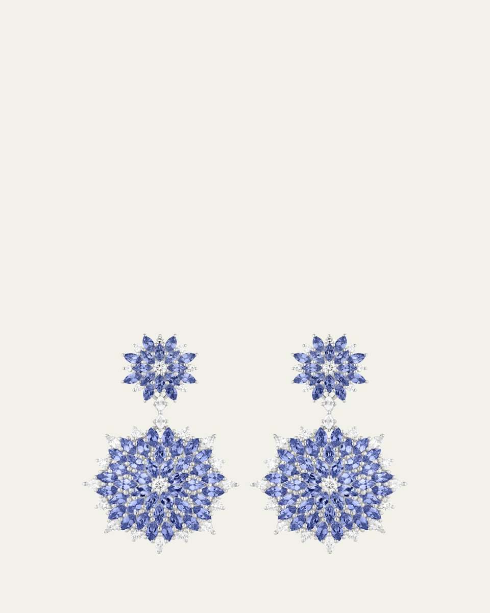 Dahlia 18K White Gold Diamond and Sapphire Dangle Earrings